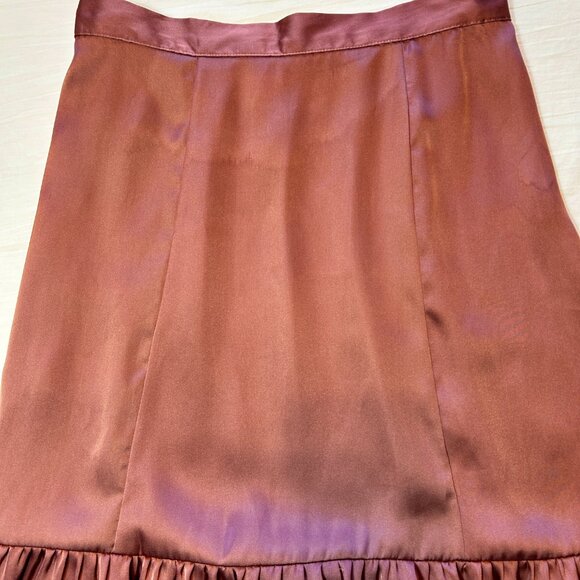 TOPSHOP DARK BLUSH PINK SATIN TIERED MIDI SKIRT, SIZE 4 - Picture 6 of 6